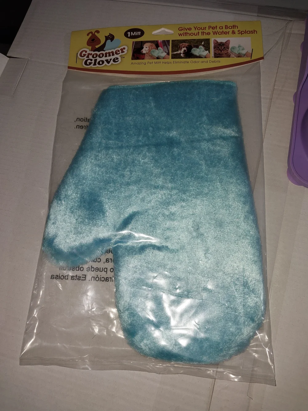 Purple Slow Feeder Lick Mat and Bath Mitt Set - Unbranded